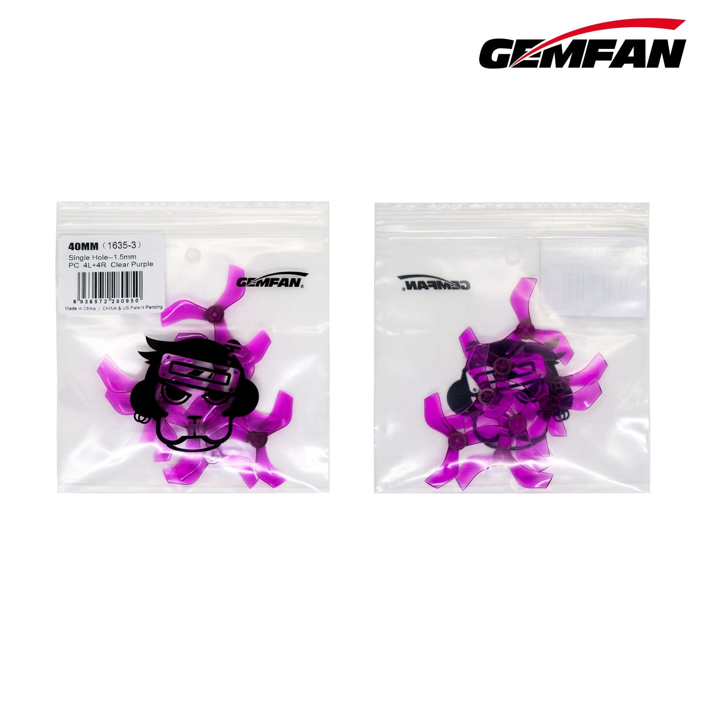 10725 3 propellers gemfan 1635 3 40mm pc durable 1mm clear purple 4ccw 4cw single hole