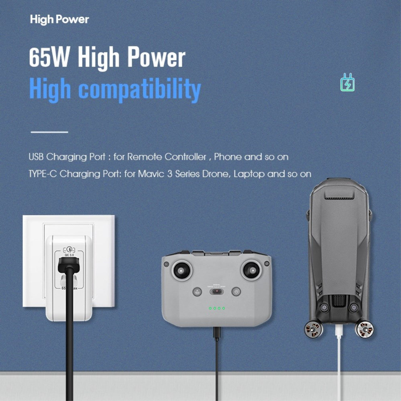 13474 8 qc3 0 gan 65w intelligent battery charger startrc for dji mavic 3