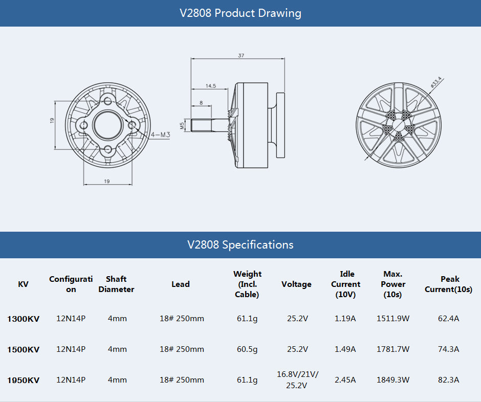 14238 4 motor t motor velox v2808 kv1950