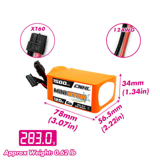 15834 2 battery cnhl ministar lipo 6s 22 2v 1500mah 120c xt60