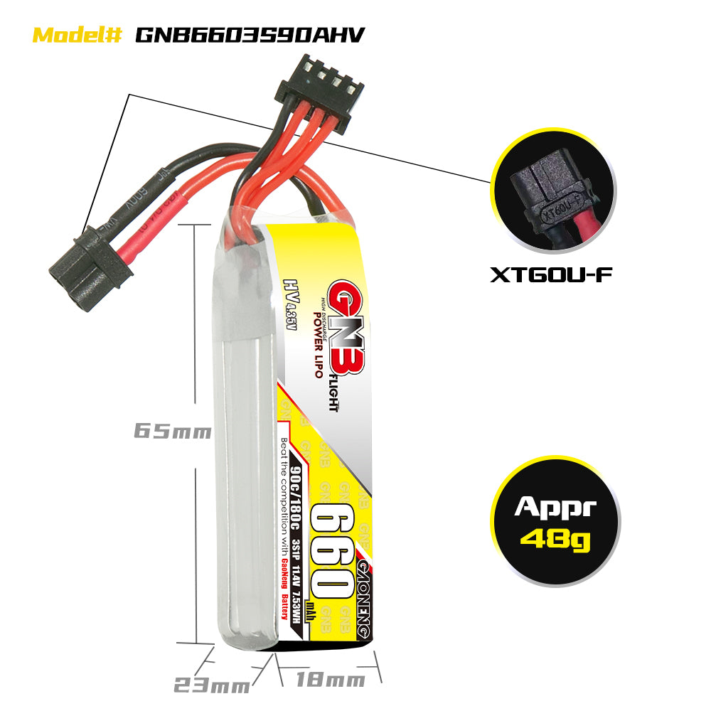 15975 3 battery gnb gaoneng lihv 3s 11 4v 660mah 90c xt30