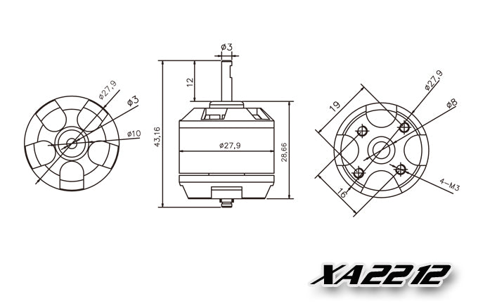 12474 3 motor emax xa2212 1400kv accessories