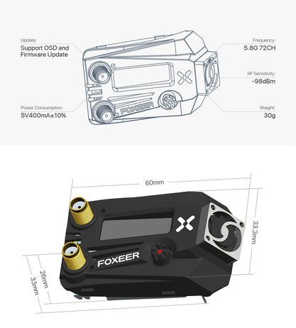 13420 1 vrx foxeer wildfire 5 8ghz 72ch dual black