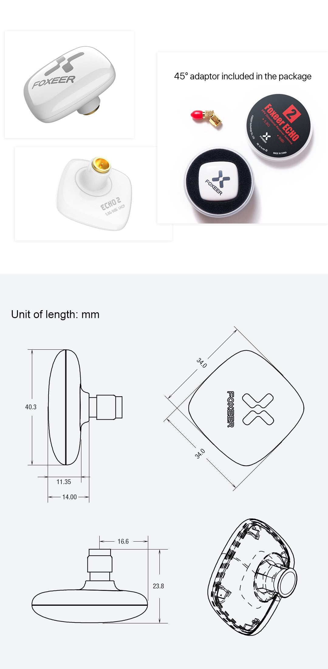 13890 1 antenna foxeer echo 2 5 8g 9dbi patch antenna rhcp sma
