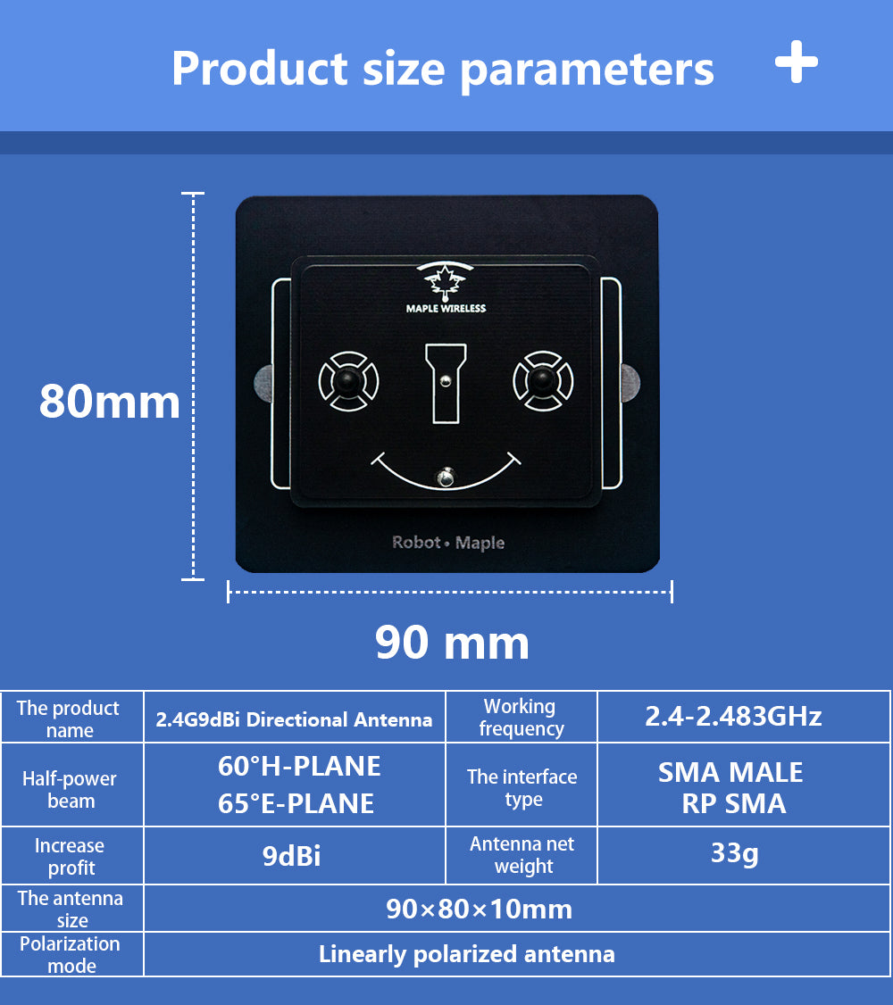 14427 5 antenna maple wireless 2 4g 9dbi directional rp sma