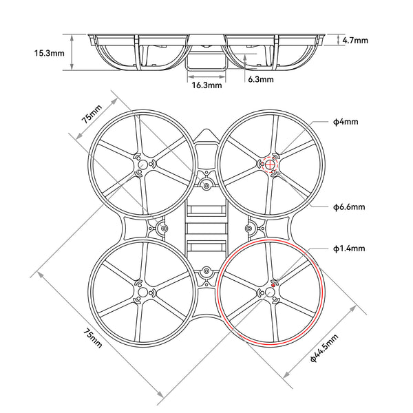 15813 7 frame betafpv meteor75 air brushless whoop clear white