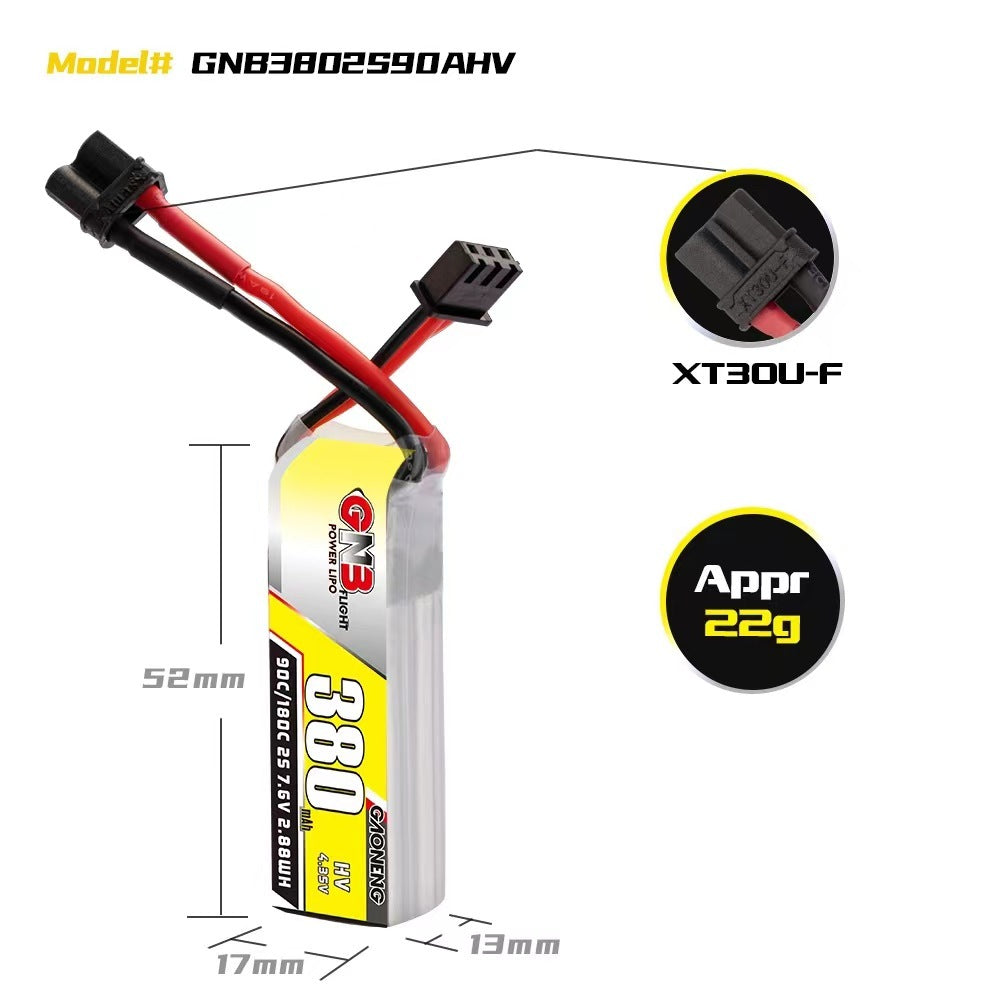 15939 3 battery gnb gaoneng lihv 2s 7 6v 380mah 90c xt30