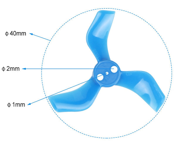 16482 2 propellers betafpv 40mm 3 blade propellers 1 5mm shaft multicolor 16pcs
