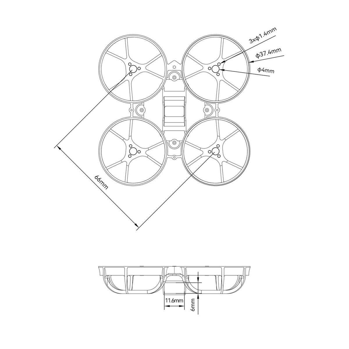 Frame BETAFPV Meteor 65 Pro HD Whoop Clear Grey