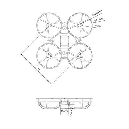 Frame BETAFPV Meteor 65 Pro HD Whoop Clear Grey