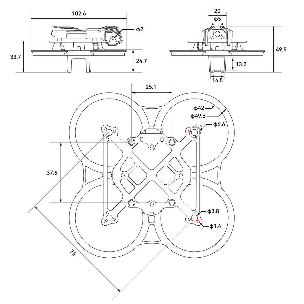 Frame BETAFPV Pavo Femto Brushless Whoop Black