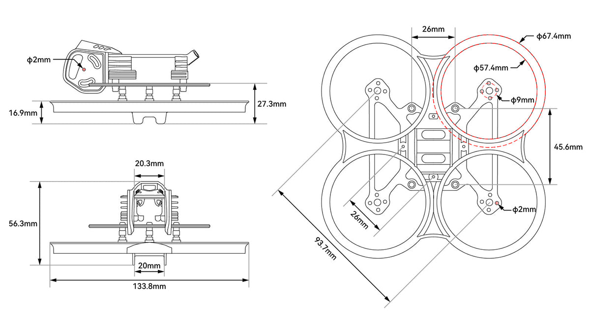 Frame BETAFPV Pavo20 Pro Whoop O4 Pro Transparent Grey
