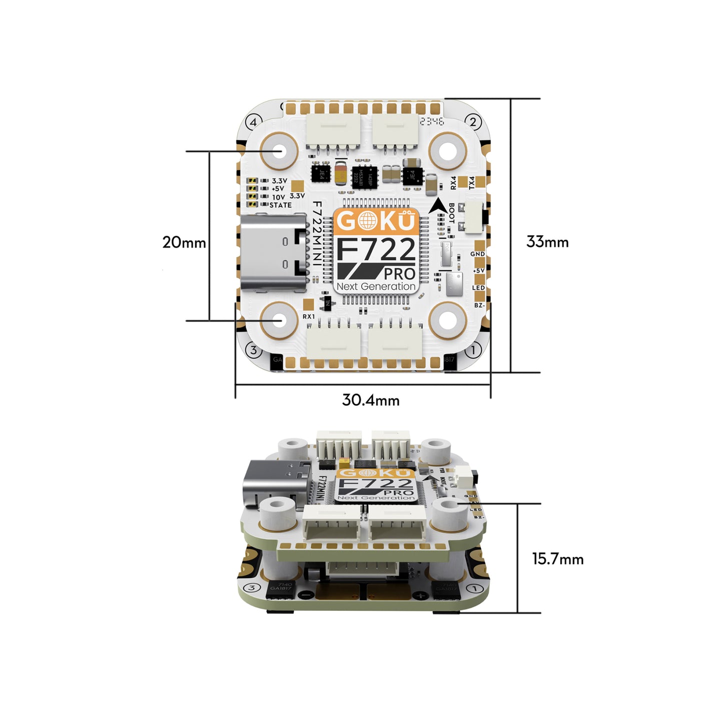 Stack FLYWOO GOKU F722 Pro Mini V2 45A 32Bit 128K AM32 20x20