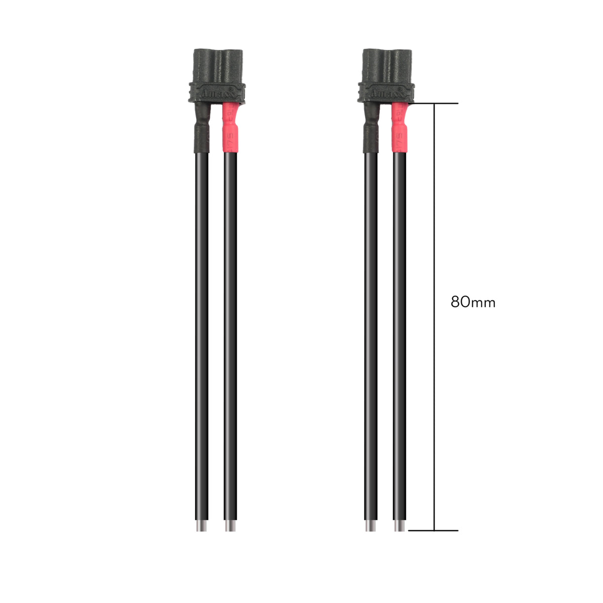 Connector FLYWOO Black XT30U 80mm 18AWG Female Pigtail (2 pcs)