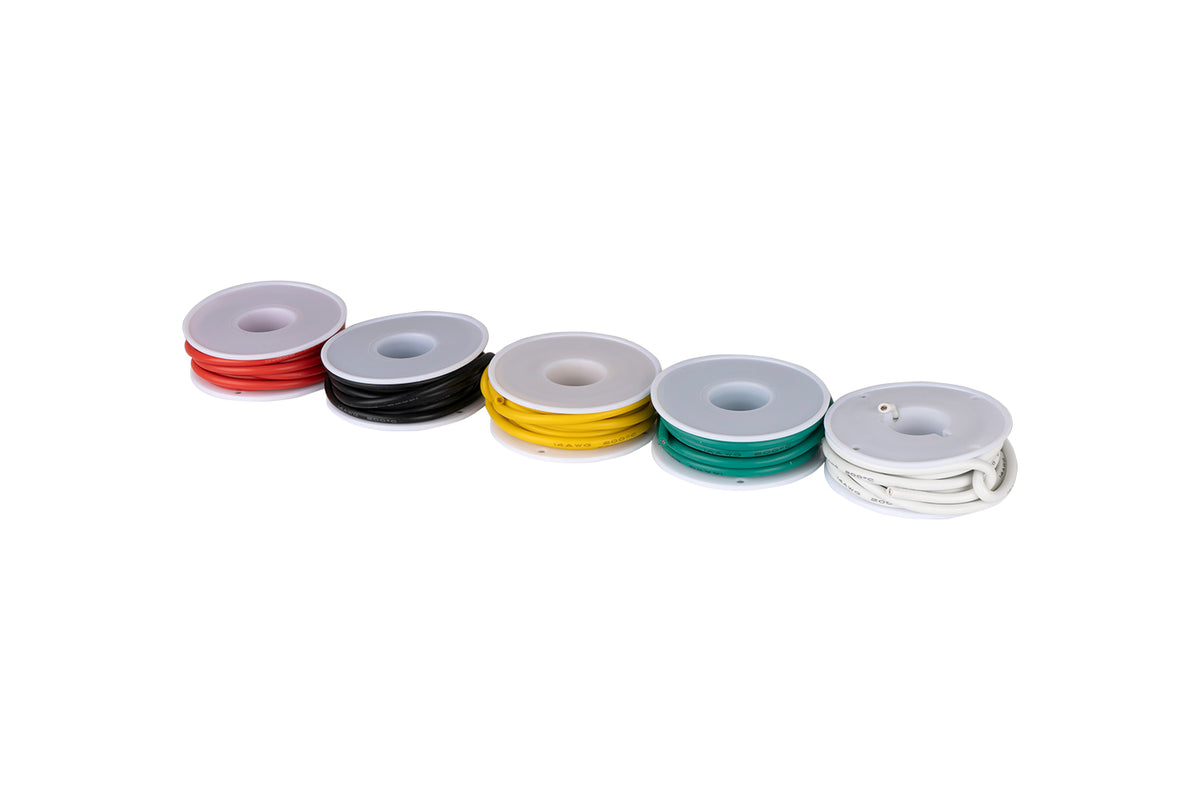 Cable Set HobbyDrone AWG14 3m/Roll Silicone Airplane Wires Leads Black/Green/Red/White/Yellow
