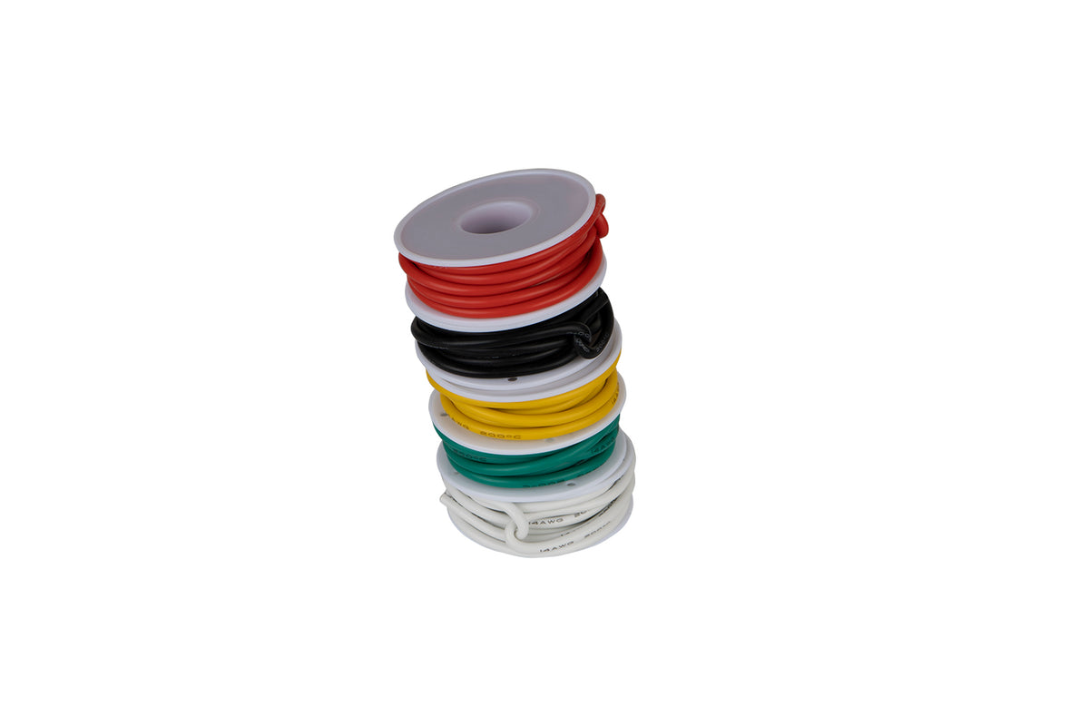 Cable Set HobbyDrone AWG14 3m/Roll Silicone Airplane Wires Leads Black/Green/Red/White/Yellow