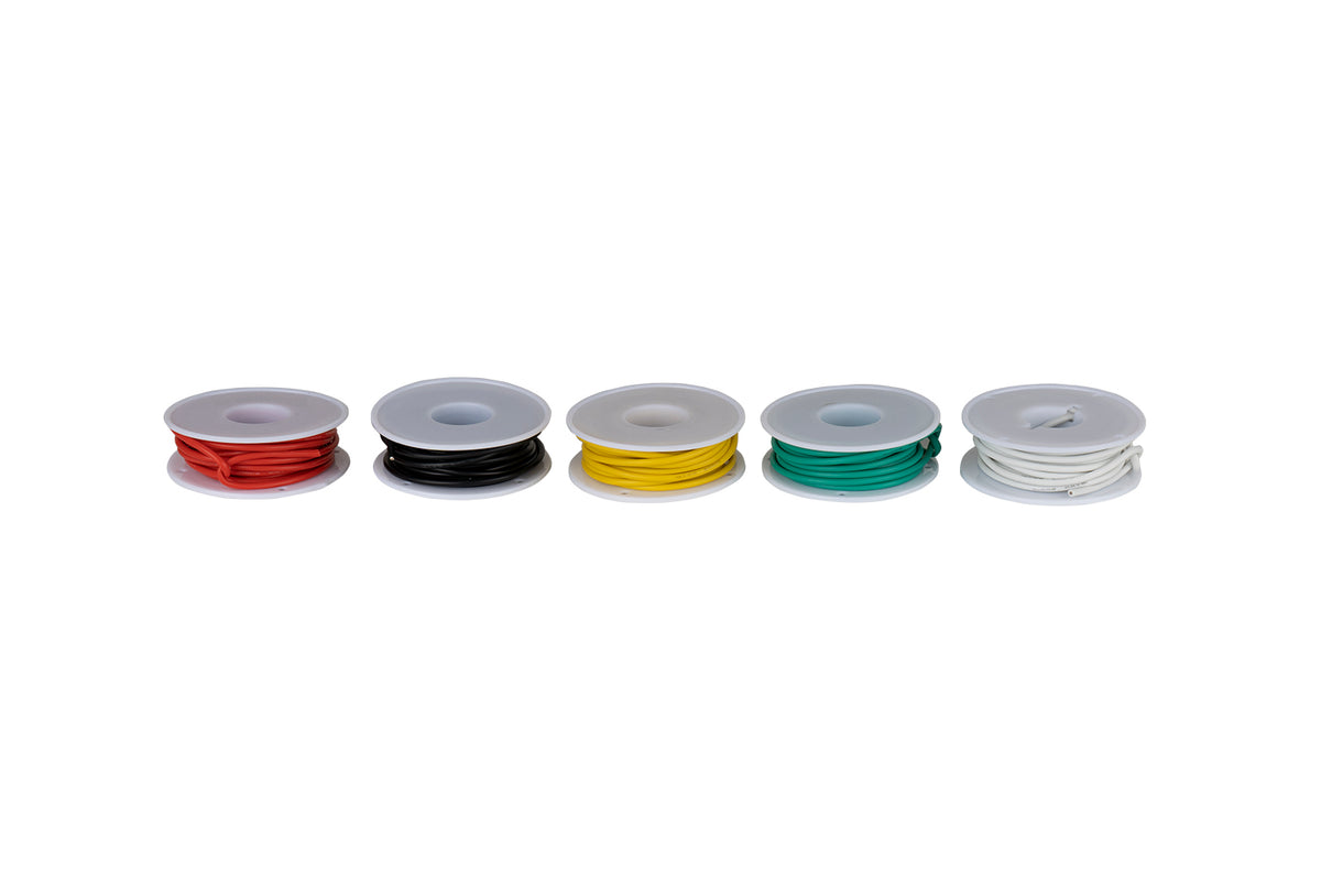Cable Set HobbyDrone AWG18 5m/Roll Silicone Airplane Wires Leads Black/Green/Red/White/Yellow