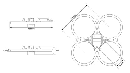 Whoop Duct for Frame BETAFPV Pavo20 Pro II Brushless Transparent Grey