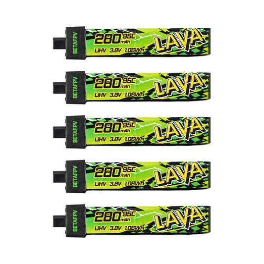BETAFPV LAVA II LiHV 1S 280mAh 95C Battery (5-Pack)