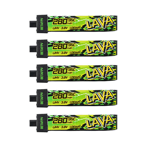 BETAFPV LAVA II LiHV 1S 280mAh 95C Battery (5-Pack)
