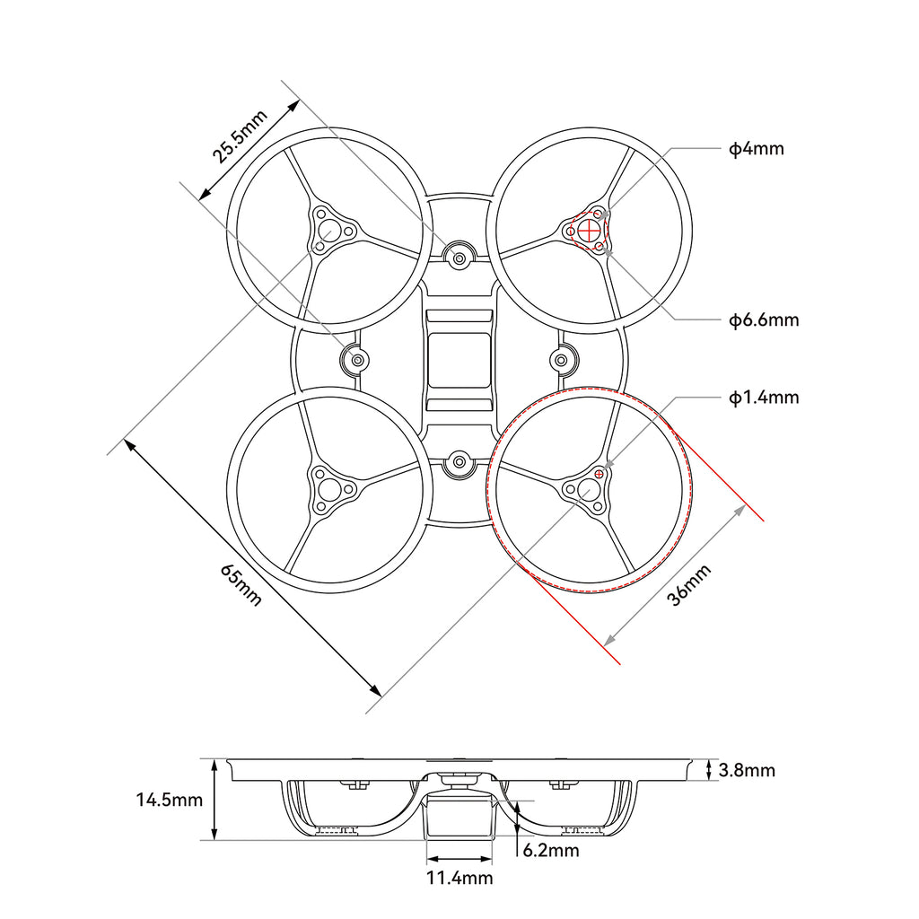 Frame BETAFPV Air65 Champion Brushless Transparent Pink