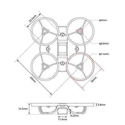 Frame BETAFPV Air65 Champion Brushless Transparent Pink
