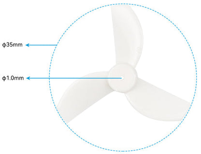 9327 7 propellers gemfan 35mm 3 blade 1 0mm shaft 4pcs white