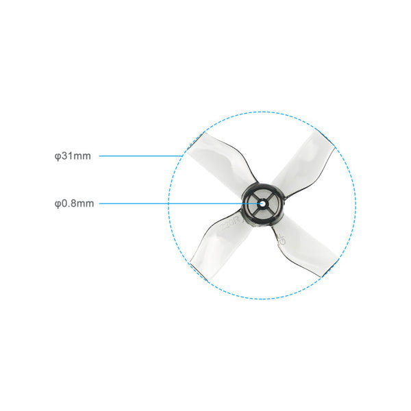 9414 3 propellers gemfan 31mm 4 blade 0 8mm shaft hole 4 pcs gray