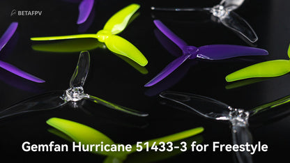 9444 3 propellers gemfan hurricane 51433 3 blade 5mm shaft yellow